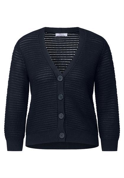 Cardigan mit Häkel-Struktur universal blue