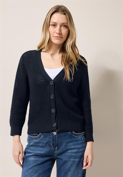 Cardigan mit Häkel-Struktur universal blue
