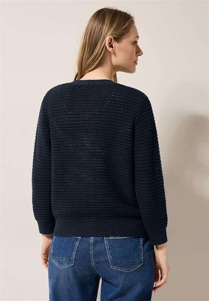 Cardigan mit Häkel-Struktur universal blue
