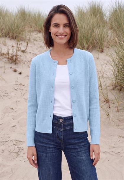 Cardigan mit Rundhals und Knopfleiste cosmopolitan blue melange