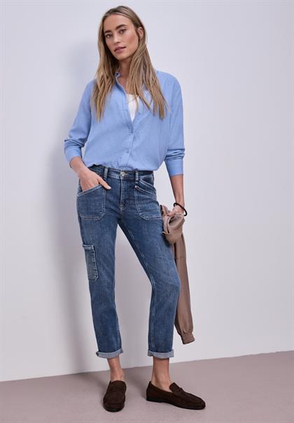 Cargo Jeans medium blue wash