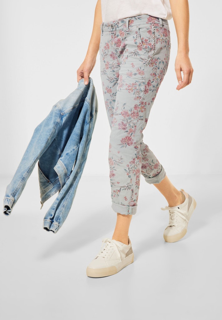 Street One Damen Hose Casual print bei Blumen green flower mit online light bequem kaufen Fit Hose