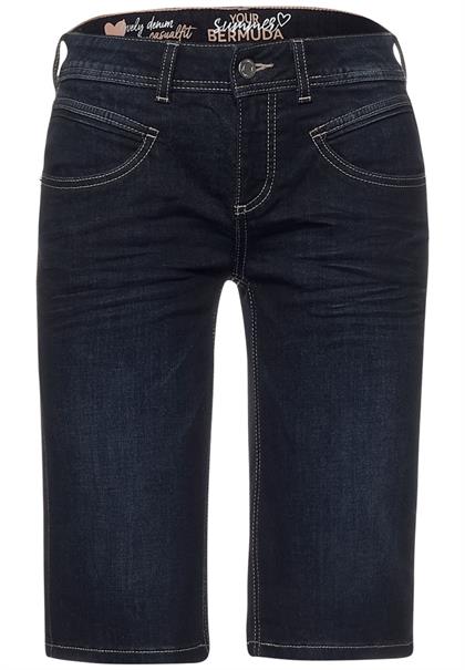 Casual Fit Jeans Bermuda dark blue dipped wash