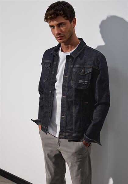 Casual Fit Jeansjacke dark blue rinsed wash