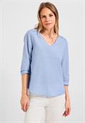 Chambrée V-Neck Bluse blue