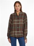 CHECK FLANNEL BLOUSE LS large pop check army green