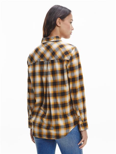 CHECK FLANNEL RELAXED SHIRT LS shadow chk - amber glow