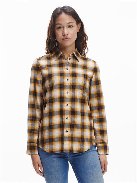 CHECK FLANNEL RELAXED SHIRT LS shadow chk - amber glow