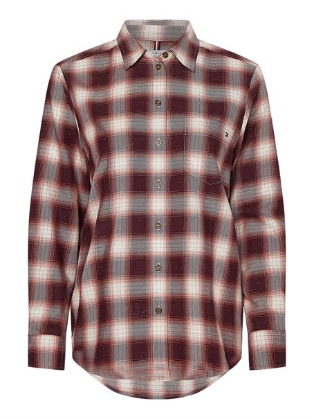 CHECK FLANNEL RELAXED SHIRT LS shadow chk deep rouge