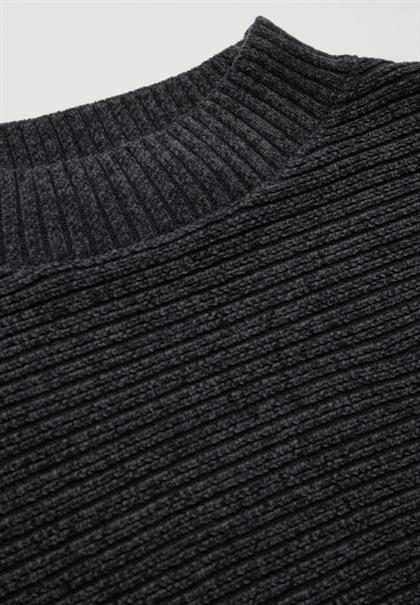Chenille Dolman Pullover deep charcoal grey