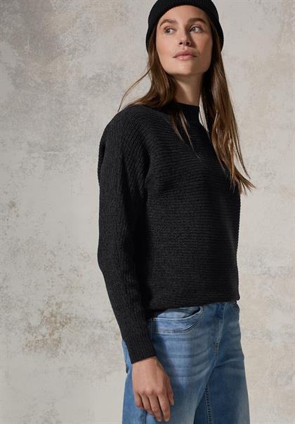 Chenille Dolman Pullover deep charcoal grey