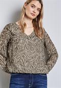 Chiffon-Bluse mit Raffung honey sand