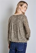 Chiffon-Bluse mit Raffung honey sand