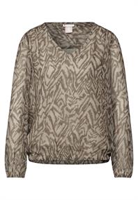 Chiffon-Bluse mit Raffung honey sand