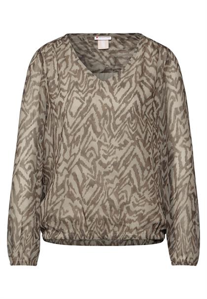 Chiffon-Bluse mit Raffung honey sand