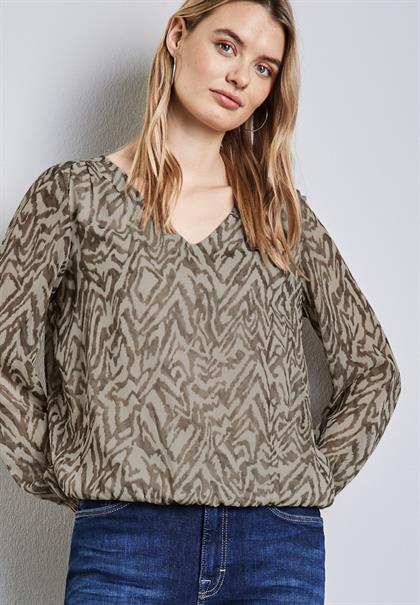 Chiffon-Bluse mit Raffung honey sand