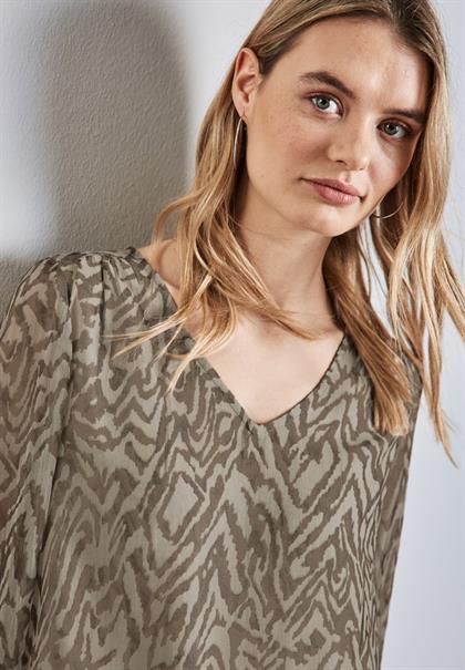 Chiffon-Bluse mit Raffung honey sand