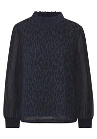 Chiffon Bluse mit Smokdetail deep blue