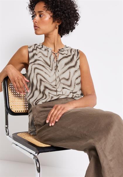 Chiffon Blusentop mit Print tumbled beige