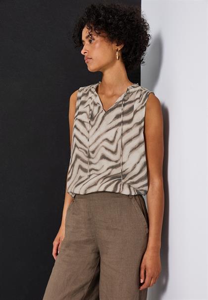Chiffon Blusentop mit Print tumbled beige