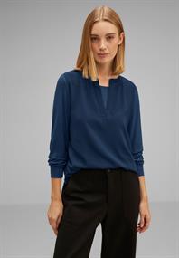 Chiffon Langarmshirt atlantic blue