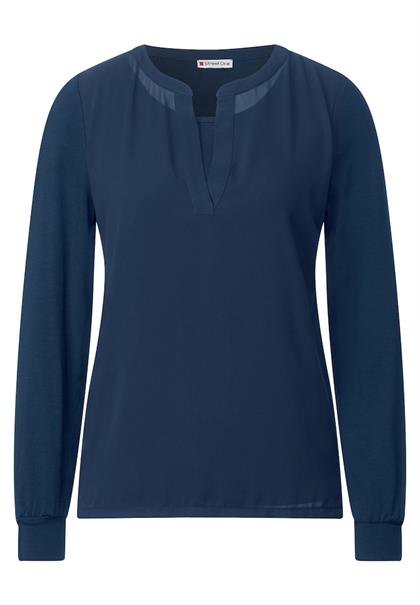 Chiffon Langarmshirt atlantic blue