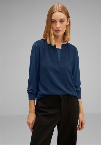 Chiffon Langarmshirt atlantic blue