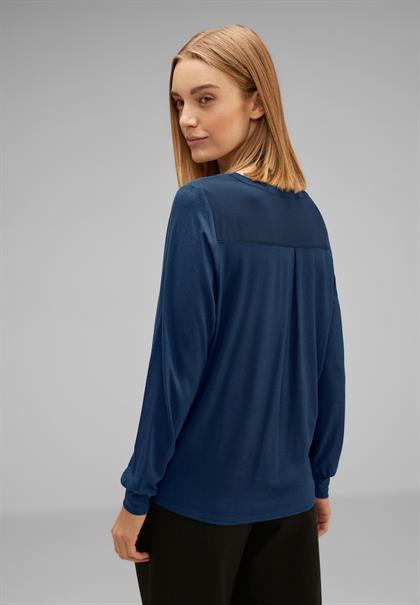 Chiffon Langarmshirt atlantic blue