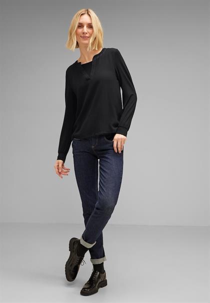 Chiffon Langarmshirt black