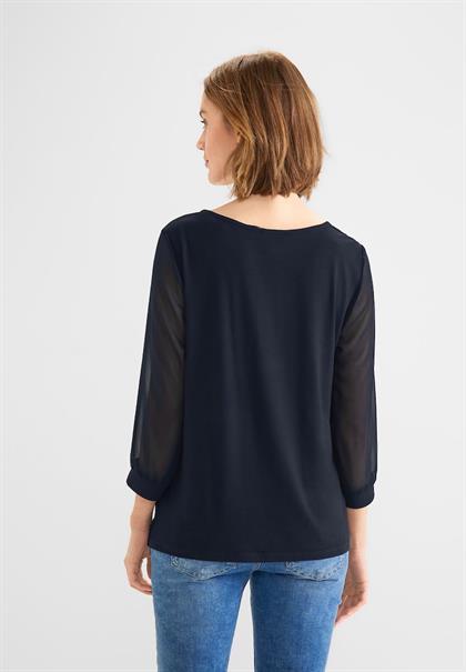 Chiffon Materialmix Shirt deep blue