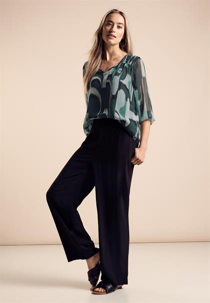 Chiffon-Tunika mit Print hunter green