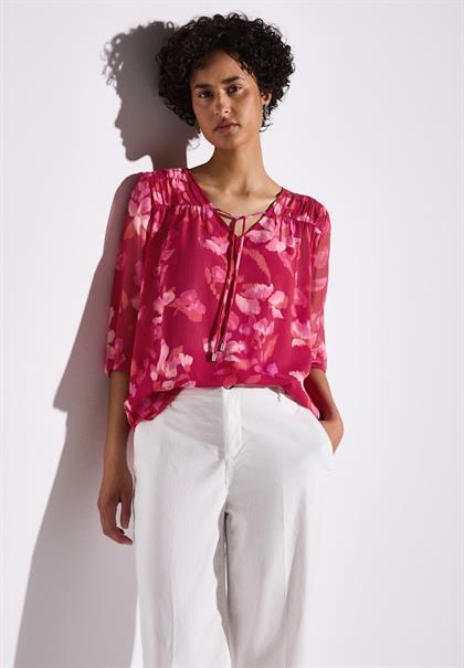 Chiffon-Tunika mit Raffung glory red