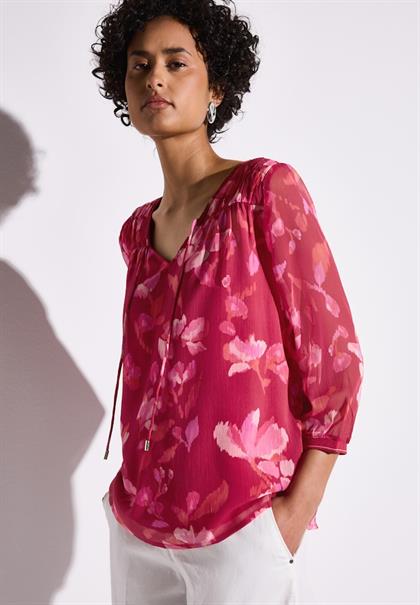 Chiffon-Tunika mit Raffung glory red