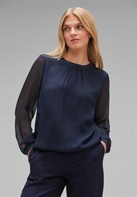 Chiffonbluse mit Gummibund deep blue