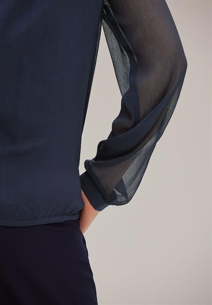 Chiffonbluse mit Gummibund deep blue