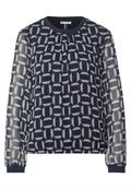 Chiffonbluse mit Print deep blue
