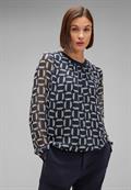 Chiffonbluse mit Print deep blue