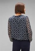 Chiffonbluse mit Print deep blue