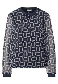 Chiffonbluse mit Print deep blue