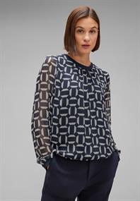 Chiffonbluse mit Print deep blue