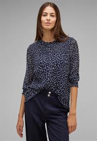 Chiffonbluse mit Print deep blue