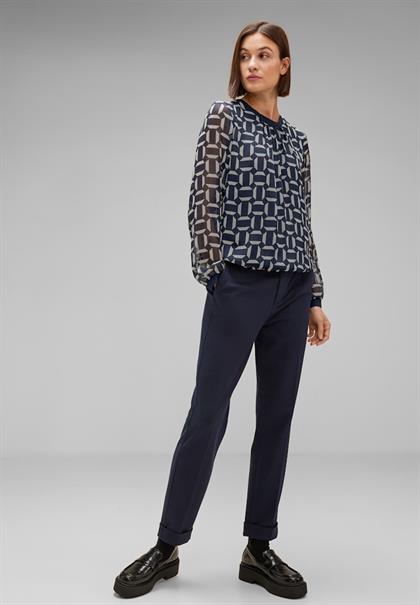 Chiffonbluse mit Print deep blue