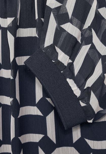 Chiffonbluse mit Print deep blue