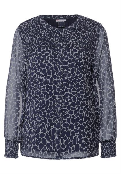 Chiffonbluse mit Print deep blue