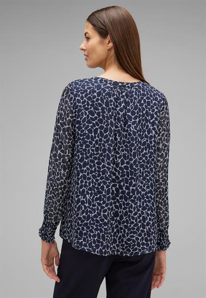 Chiffonbluse mit Print deep blue