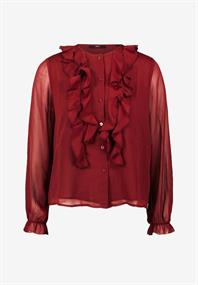 Chiffonbluse mit Volants cabernet