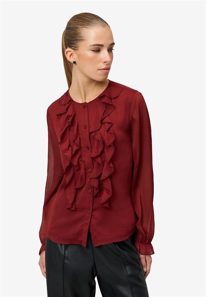 Chiffonbluse mit Volants cabernet