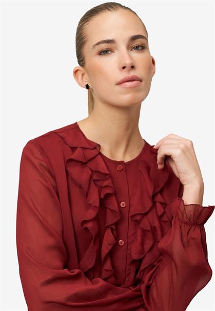 Chiffonbluse mit Volants cabernet