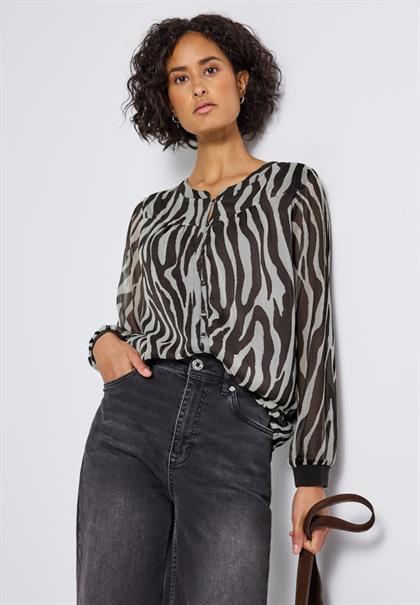 Chiffonbluse mit Zebra Print deep roast brown
