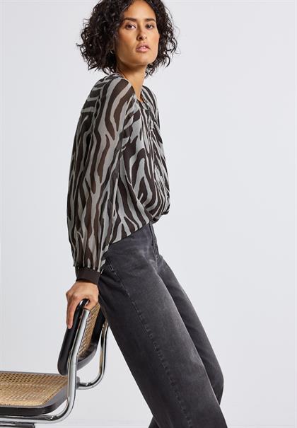 Chiffonbluse mit Zebra Print deep roast brown